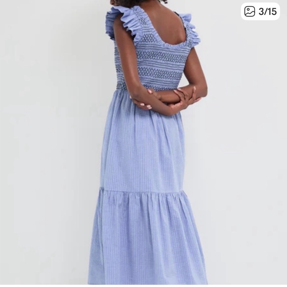 Pomander Place Elegant Blue Gathered Dress - Picture 4 of 11
